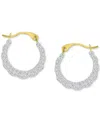 Macy's Crystal Pave Scallop Edge Small Hoop Earrings In 10k Gold, 0.59" In Gold