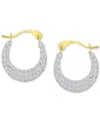 Macy's Crystal Pave Small Hoop Earrings In 10k Gold, 0.59" In Gold