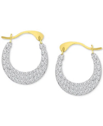 Macy's Crystal Pave Small Hoop Earrings In 10k Gold, 0.59"