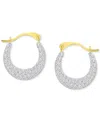 Macy's Crystal Pave Small Hoop Earrings In 10k Gold, 0.59" In Gold