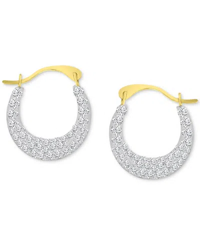 MACY'S CRYSTAL PAVE SMALL HOOP EARRINGS IN 10K GOLD, 0.59"