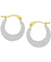 Macy's Crystal Pave Small Hoop Earrings In 10k Gold, 0.59" In Gold
