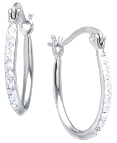 Macy's Crystal Pave Small Hoop Earrings In Sterling Silver, 0.62" (also In 14k Gold-plated Sterling Silver)