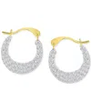 Macy's Crystal Pave Small Hoop Earrings In 10k Gold, 0.59" In Gold