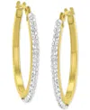 MACY'S CRYSTAL PAVE SMALL ROUND HOOP EARRINGS IN 10K GOLD, 0.79"