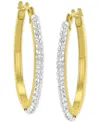 Macy's Crystal Polished Narrow Medium Hoop Earrings In 10k Gold, 1.2" In Gold