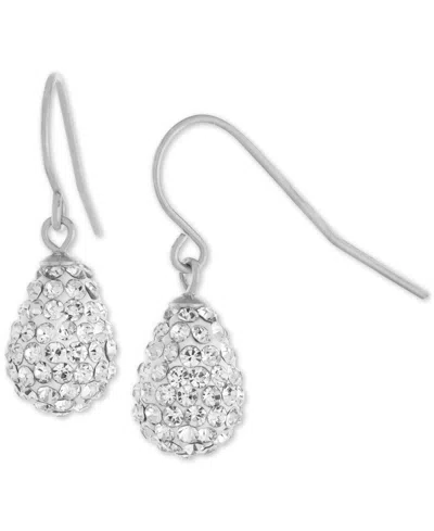 Macy's Crystal Pave Tear-shape Drop Earrings In Sterling Silver, Exclusively At