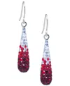 Macy's Crystal Pave Tear-shape Drop Earrings In Sterling Silver In Red