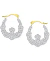 Macy's Crystal Pave Wavy Patterned Small Hoop Earrings In 10k Gold, 0.73" In Gold