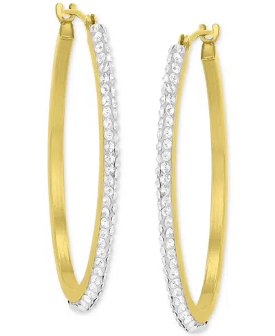 MACY'S CRYSTAL POLISHED NARROW MEDIUM HOOP EARRINGS IN 10K GOLD, 1.2"