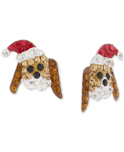 Macy's Crystal Santa Hat Dog Stud Earrings, Exclusively At  In Silver