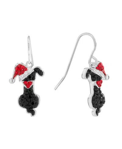 Macy's Crystal Silver-tone Christmas Dangle Earrings In Metallic