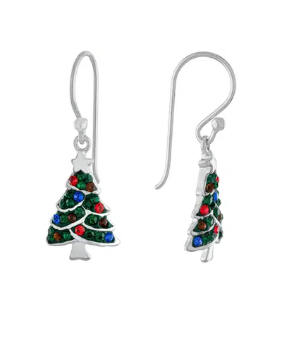 Macy's Crystal Silver-tone Christmas Dangle Earrings In Metallic