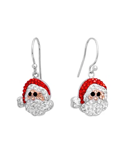 Macy's Crystal Silver-tone Santa Drop Earrings In Metallic