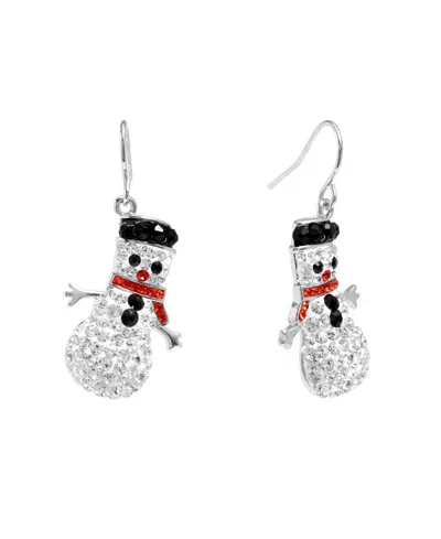 Macy's Crystal Silver-tone Snowman Earrings In Metallic