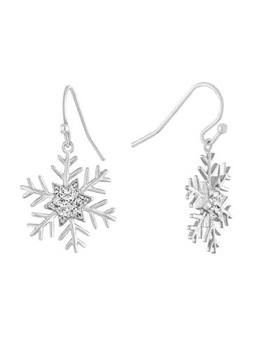 Macy's Crystal Snowflake Dangle Earrings In Metallic