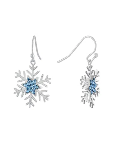 Macy's Crystal Snowflake Dangle Earrings In Metallic