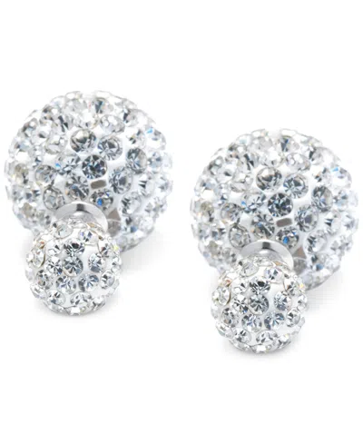 Macy's Crystal Sphere Reversible Stud Earrings In Sterling Silver, Exclusively At  In Blue