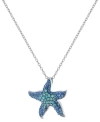 Macy's Crystal Starfish Pendant 16+2" Extender Chain In Silver Plated In Silver