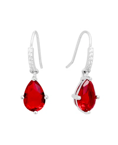 Macy's Crystal Teardrop With Cubic Zirconia Drop Earrings In Red