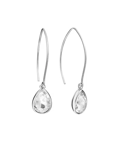 Macy's Crystal Wire Drop Earrings (24/25 Ct. T.w.) In Fine Silver Plated Brass Or 14k Gold Over Fine Silver In Clear