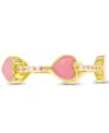 Macy's Cubic Zirconia (0.25 Ct. T.w.) And Pink Enamel Heart Eternity Band Ring In 14k Yellow Gold Over Ster In Gold