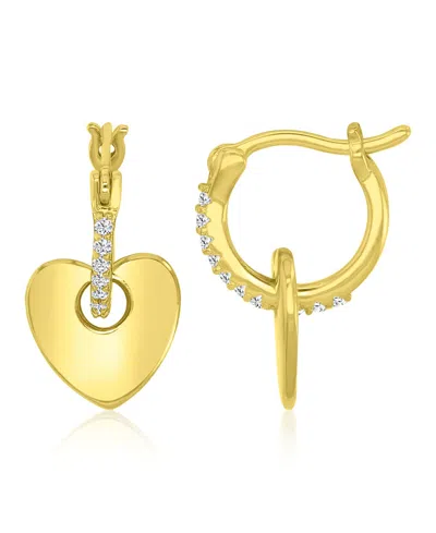 Macy's Cubic Zirconia (0.26 Ct. T.w.) Heart Huggie Earrings In Gold
