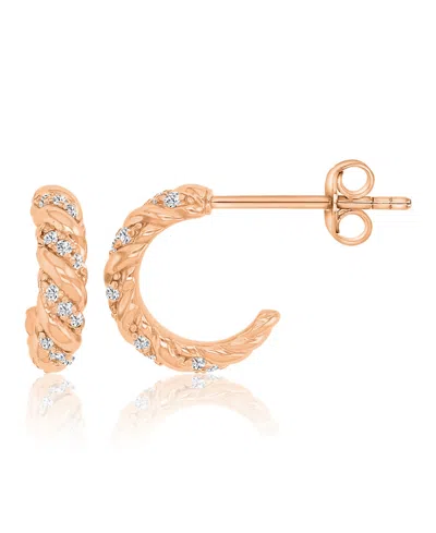 Macy's Cubic Zirconia (0.27 Ct. T.w.) Spiral Huggie Earrings In Gold