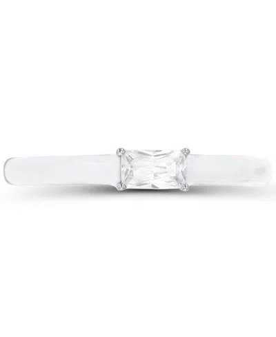 Macy's Cubic Zirconia (0.5 Ct. T.w.) And Enamel Emerald Cut Ring In Sterling Silver In White
