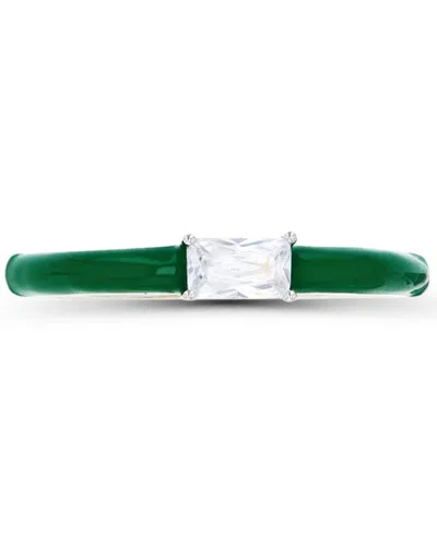 Macy's Cubic Zirconia (0.5 Ct. T.w.) And Enamel Ring In Sterling Silver In Green