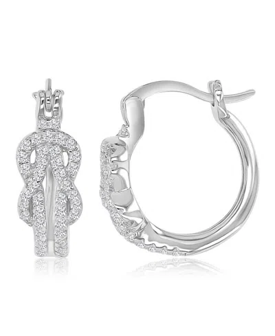 Macy's Cubic Zirconia (0.74 Ct. T.w.) Rhodium Over Sterling Silver Infinity Knot Huggie Earrings (also In 1
