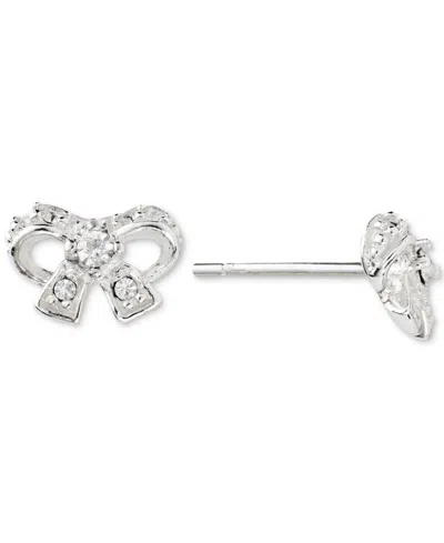Macy's Cubic Zirconia (1/4 Ct. T.w.) Bow Post Earrings In Sterling Silver (also Available In 14k Gold Over