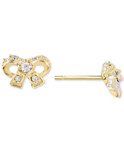 Macy's Cubic Zirconia (1/4 Ct. T.w.) Bow Post Earrings In Sterling Silver (also Available In 14k Gold Over