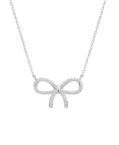 Macy's Cubic Zirconia 14k Gold Over Bow Necklace In Silver