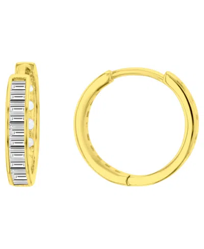 Macy's Cubic Zirconia 14k Gold-plated Small Huggie Hoop Earrings In Yellow
