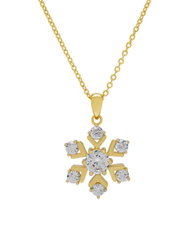 Macy's Cubic Zirconia (1.67 Ct. T.w.) Snowflake Pendant Necklace In Gold