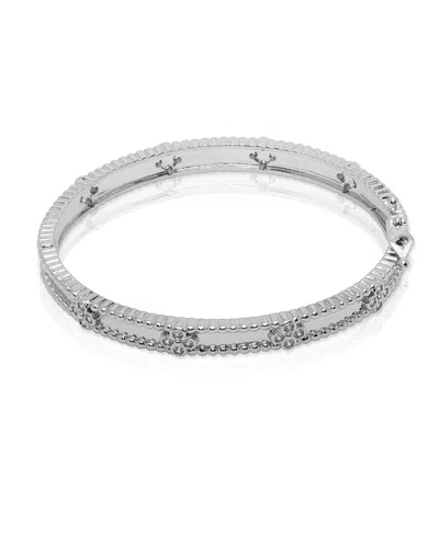Macy's Cubic Zirconia (1.92 Ct. T.w.) Clover Bangle In Metallic
