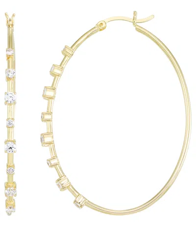 Macy's Cubic Zirconia (2 Ct. T.w.) Hoop Earrings In 14k Yellow Gold Over Sterling Silver In Brown