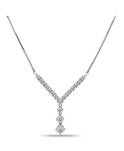 Macy's Cubic Zirconia 4, 5, 6 Mm Graduated Drop Adjustable Necklace (5.5 Ct. T.w.) In 18k Sterling Silver O