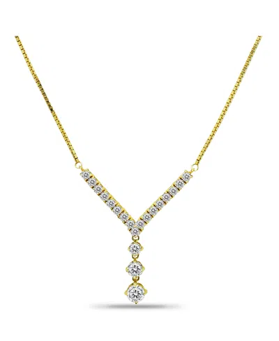 Macy's Cubic Zirconia 4, 5, 6 Mm Graduated Drop Adjustable Necklace (5.5 Ct. T.w.) In 18k Sterling Silver O In Gold Over Silver