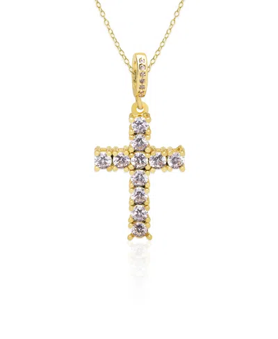 Macy's Cubic Zirconia (4.15 Ct. T.w.) Cross Pendant Necklace In Gold