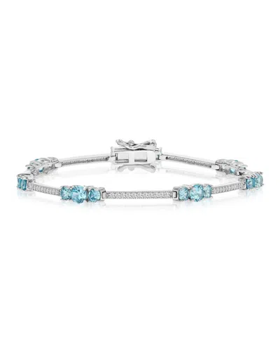 Macy's Cubic Zirconia (4.9 Ct. T.w.) Rhodium Over Sterling Silver Tennis Bracelet In Pattern
