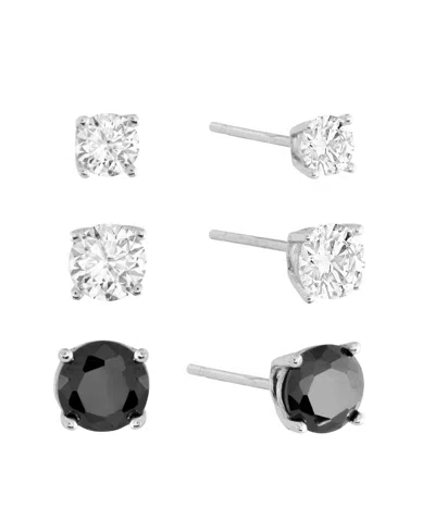 Macy's Cubic Zirconia 4mm/5mm/6mm Stud Earring Set In Black