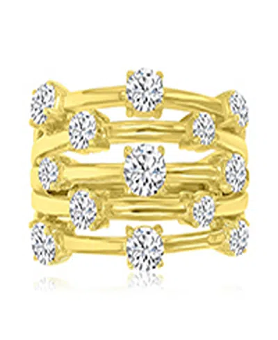 Macy's Cubic Zirconia 5-row Ring In 14k Yellow Gold Over Sterling Silver In Pattern