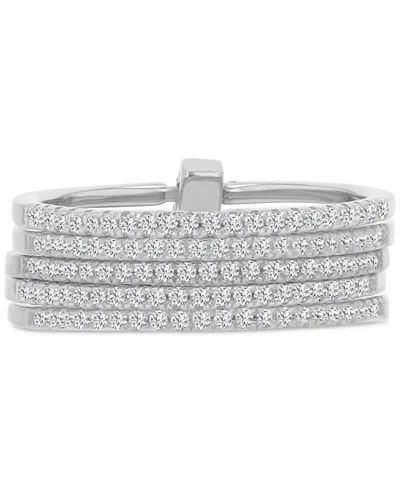 Macy's Cubic Zirconia 5 Rows Ring (0.945 Ct.t.w.) In Sterling Silver In Rhodium