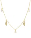 MACY'S CUBIC ZIRCONIA (5/8 CT. T.W.) & FEATHER CHARM NECKLACE IN 14K GOLD OVER STERLING SILVER