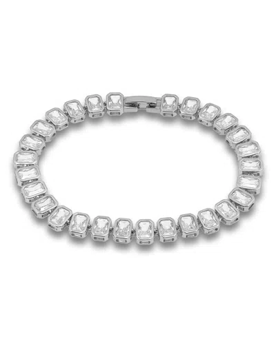 Macy's Cubic Zirconia 6mm X 4mm Baguette Stones Bracelet In Silver
