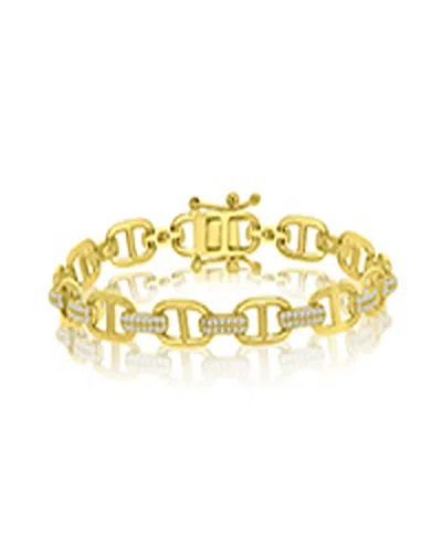 Macy's Cubic Zirconia Anchor Bracelet In 14k Yellow Gold Over Sterling Silver