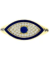 Macy's Cubic Zirconia & Blue Enamel Evil Eye Ring In 14k Gold-plated Sterling Silver In Blue