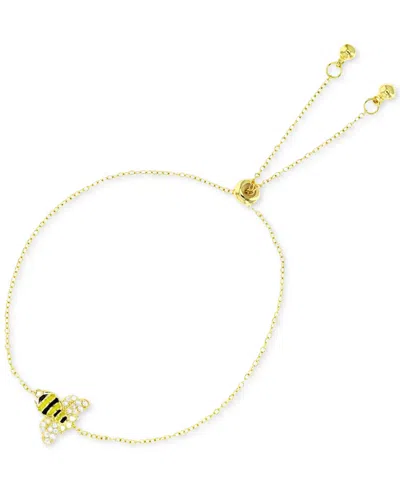 Macy's Cubic Zirconia & Enamel Bee Bolo Bracelet In Gold